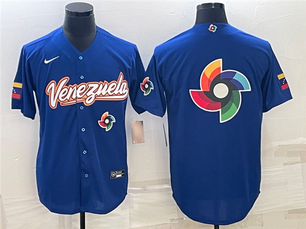 Men's Venezuela Baseball 2023 Royal World Baseball Big Logo With Patch Classic Stitched Jersey - Click Image to Close